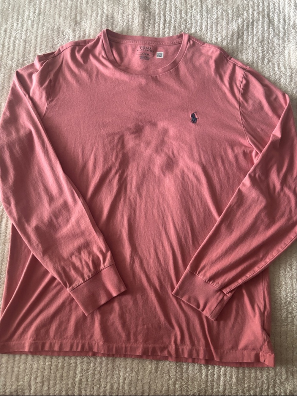 Polo by Ralph Lauren Long-Sleeve Crew Neck Shirt -  Pink with Navy Logo